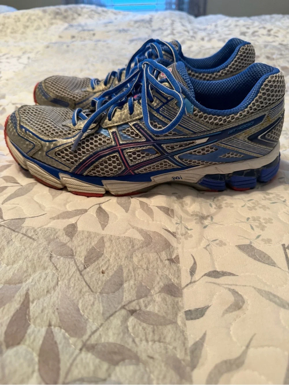 ASICS GT-1000 Gray and Blue Women's Athletic Running Shoes with Pink Logo